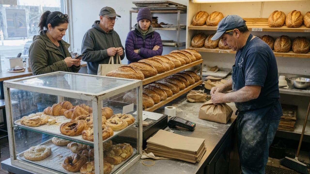 A busy morning at a client’s bakery counter